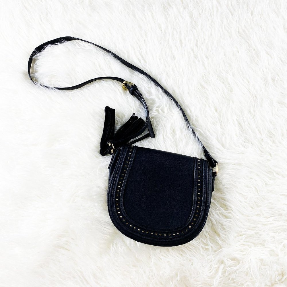 ☀️ NATURALIZER Black Studded Boho Crossbody Bag Purse Saddle Casual Purse Boho